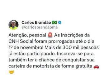 Governo do Estado prorroga inscrições da CNH Social no Maranhão até o dia 1º de novembro
