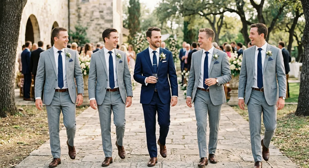 Accessoires homme coordonnés pour cortège de mariage