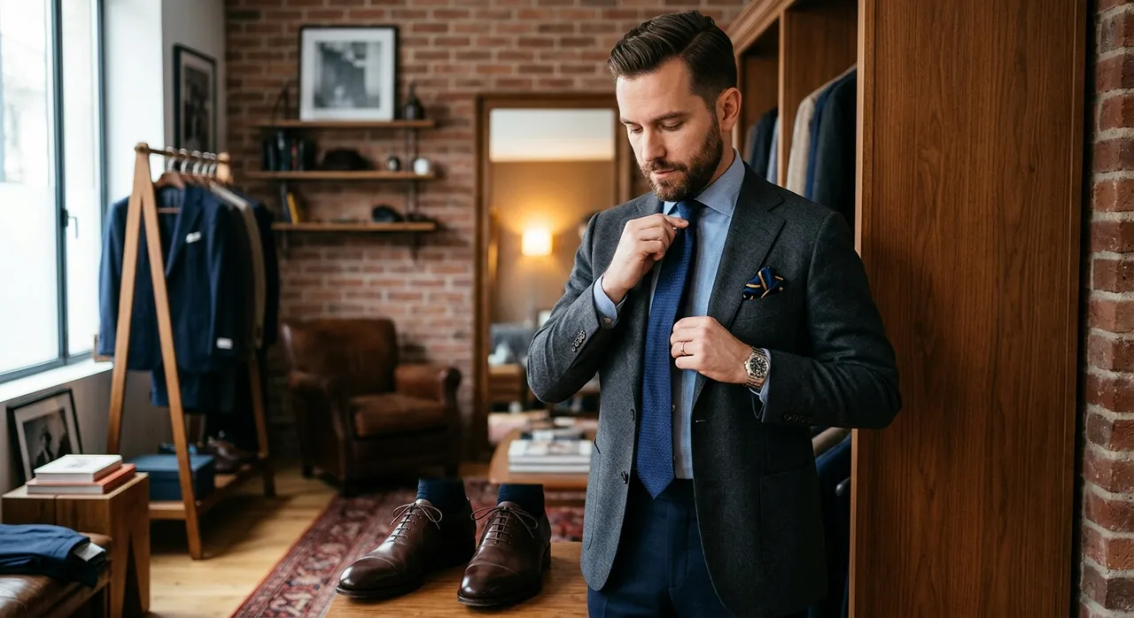 Cravate, pochette et chaussures dhomme assorties