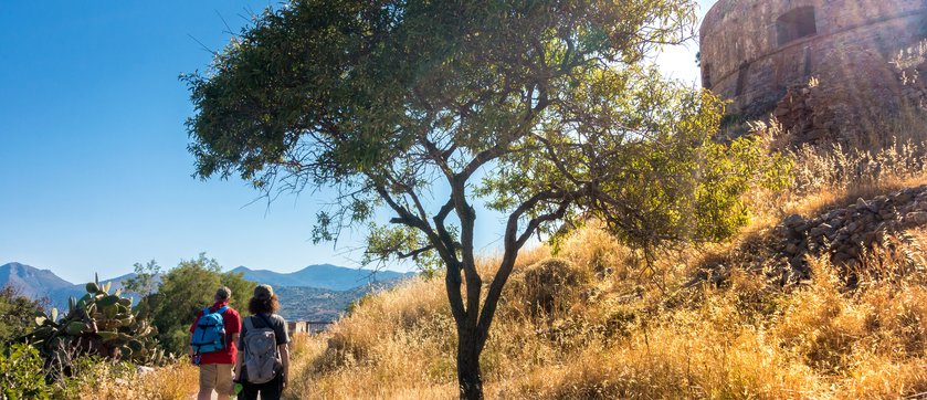 A couple goes for hiking