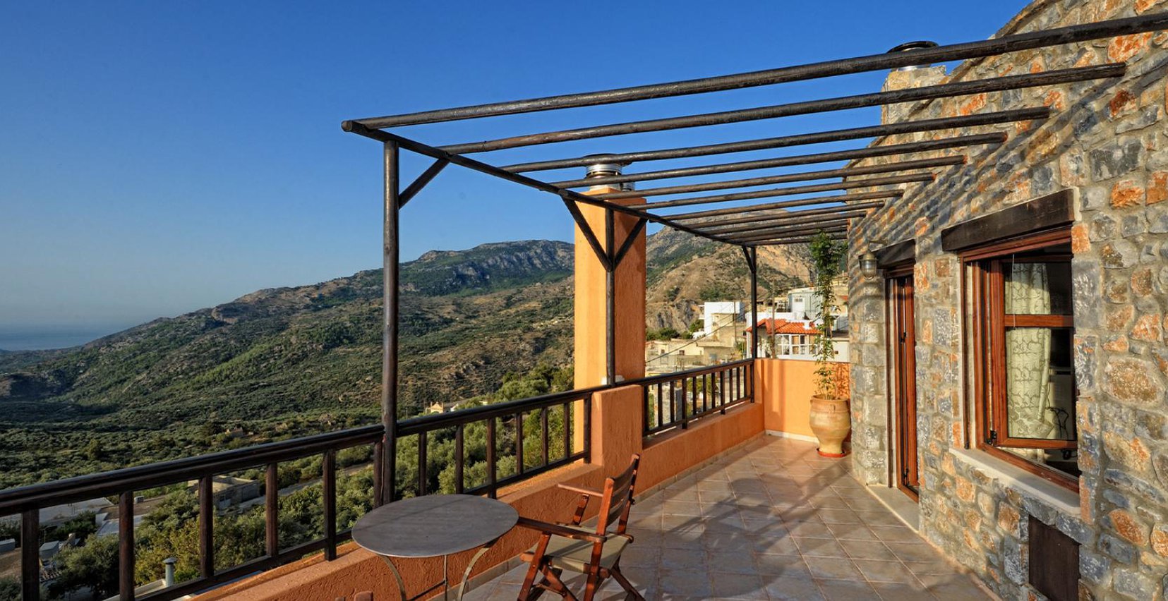 The view of the Malles mountains and the sea from the Mala Villa balcony