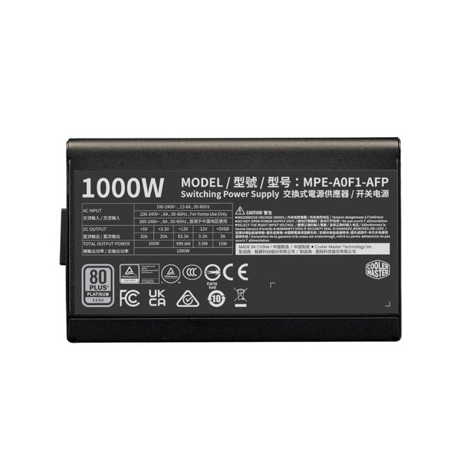 Fuente Cooler Master ELITE 80+ Platinum 1000W FM BL W/AR cord