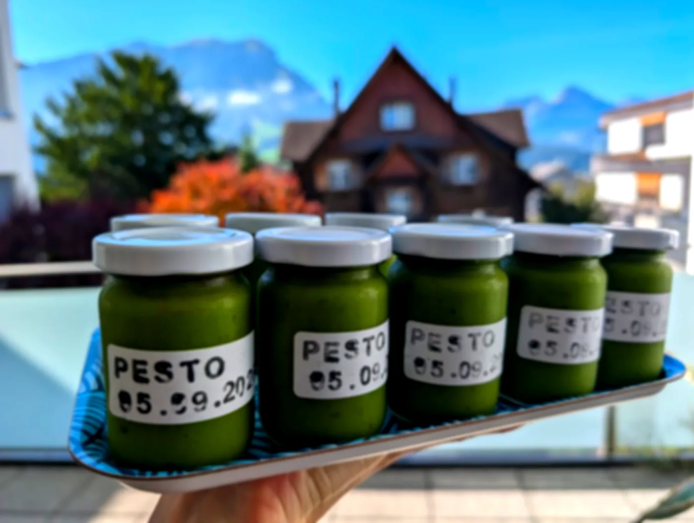 Gemälde, „Pesto goat“, 40 × 100 cm