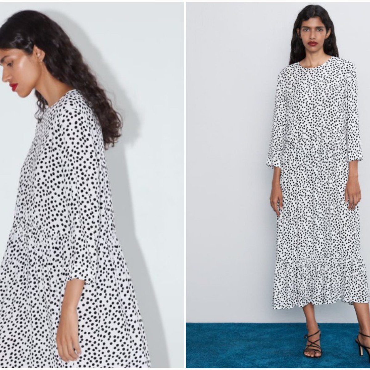 zara dress white black spots