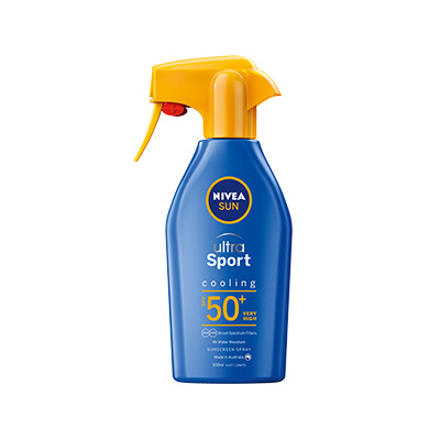 Bottle of Ultra Sport Cooling sunscreen spray SPF50