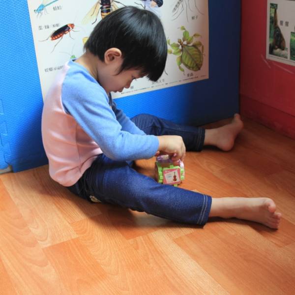 一教就會,很有耐心把6片積木拼成一個正方形