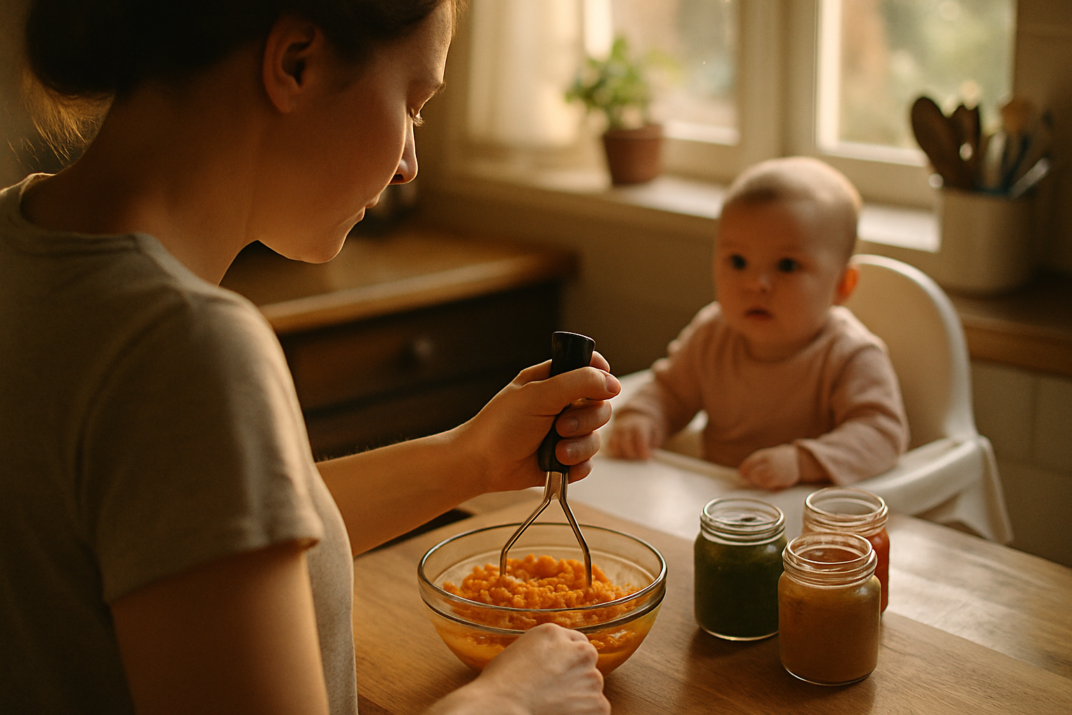 Upptäck 5 enkla puréer för bebisens smakstart