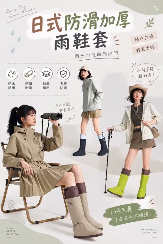 9/7 !!  日式防滑加厚雨鞋套 