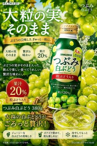  日本SANGARIA 白葡萄椰果氣泡飲380g $79 