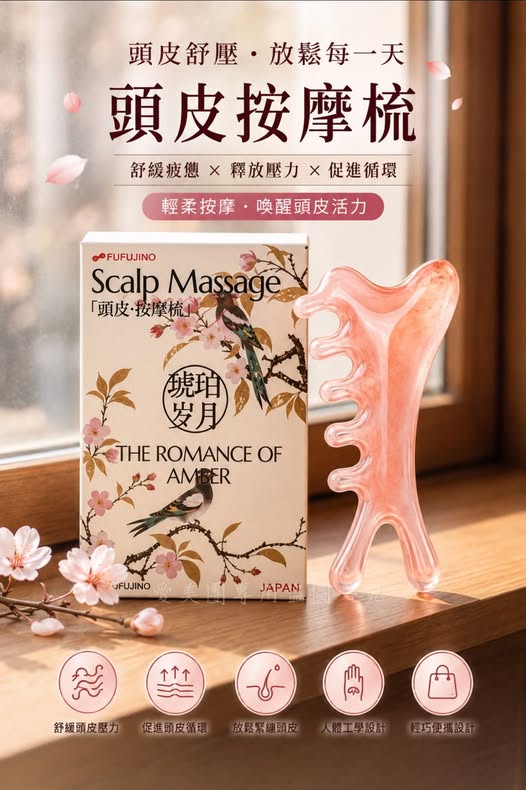  FUFUJINO 賴野工作室 櫻花粉多功能按摩梳$85 