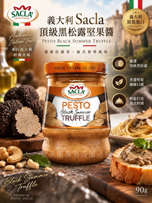  義大利Sacla 頂級黑松露堅果醬 90g $199 