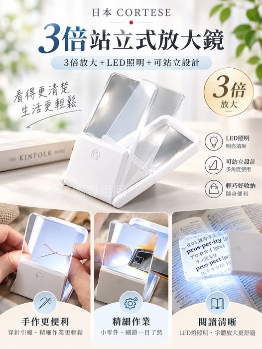  日本CORTESE 3倍站立式放大鏡$129 