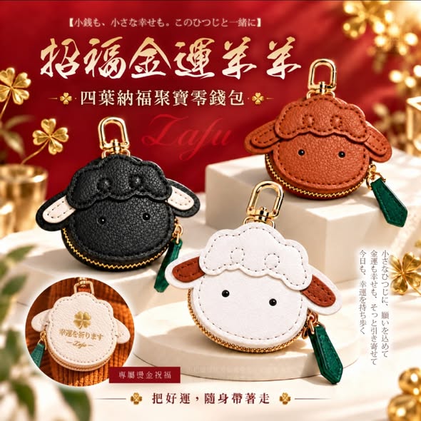  LAFU菈馥®2027 金運羊羊四葉納福聚寶零錢包 $99 