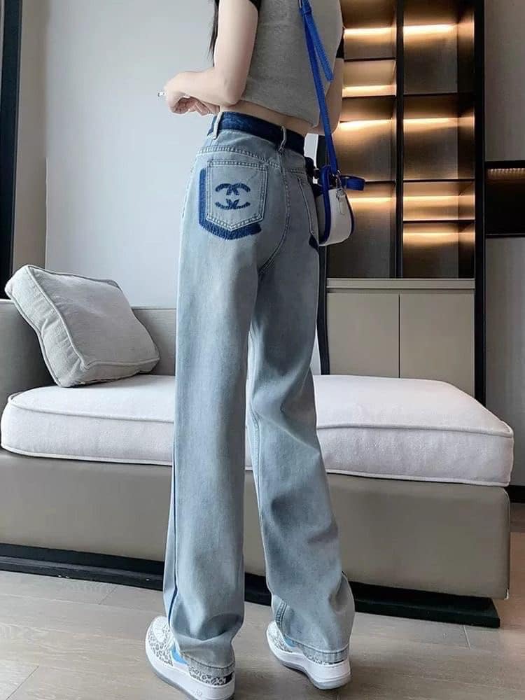 03-3069 歐貨印花顯瘦直筒闊腿褲1230
