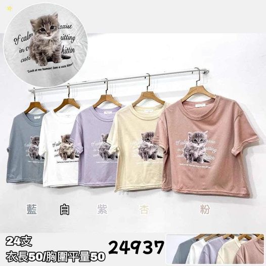 F-可愛貓咪短款上衣 24937