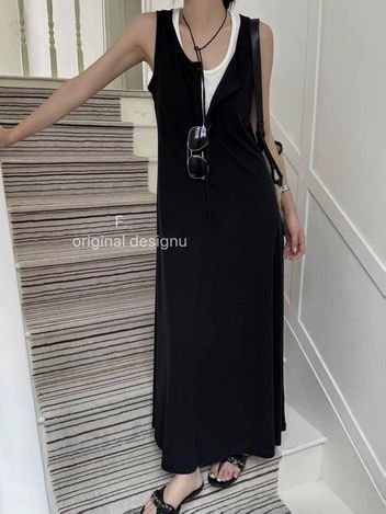 03-690韓系兩件式層次感休閒背心長洋裝