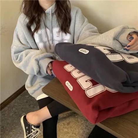 現貨126 58-412160 歐美慵懶風加絨連帽上衣 第二團