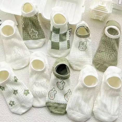 00-16982 夏小兔子綠系網眼透氣襪(1組10雙)
