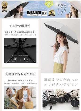 01-733 日本超強1600萬隻累積銷售全遮光 × 極輕量碳纖口袋日傘 條碼56116