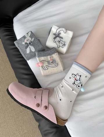 00-33-17407  Tom’s family動物刺繡襪 (1組4雙)