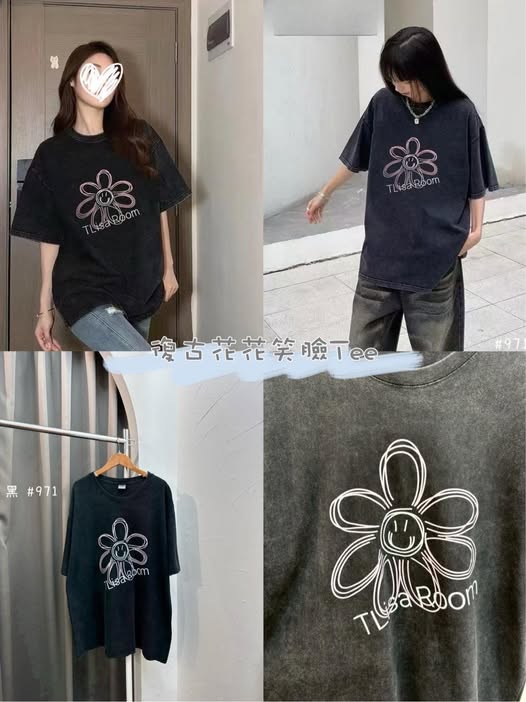 47-復古花花笑臉Tee•D971