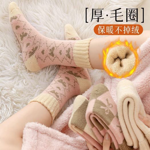 23-511125 粉色系毛圈中筒襪4雙 - 11/19