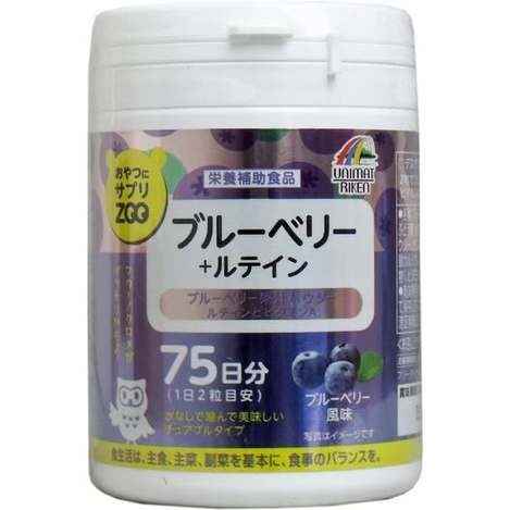 78A-72922 日本 Unimat ZOO 藍莓+葉 黃 素+維生素A 營養補充咀嚼片 (藍苺味) 150粒 75日份 - 2/04