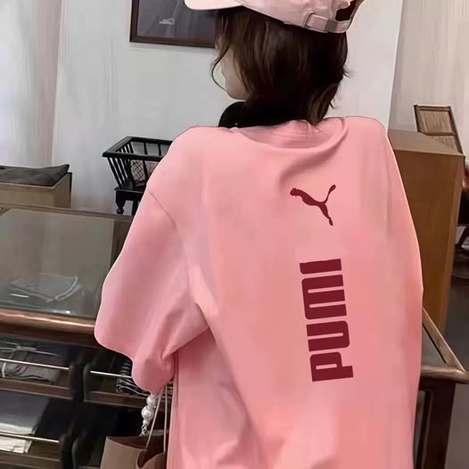 23-64153 女生大豹精梳棉短T