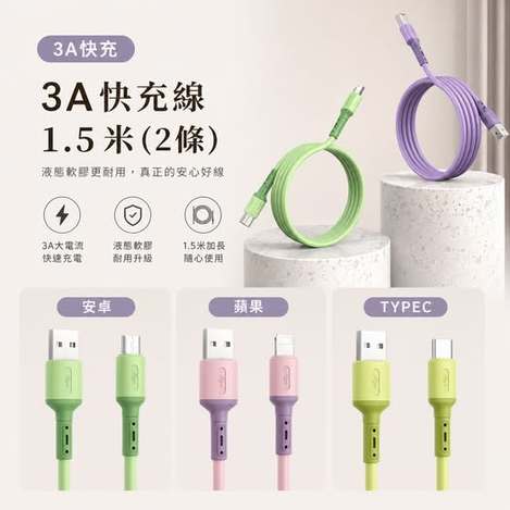 00-206041 3A快充線-1.5米(2條)