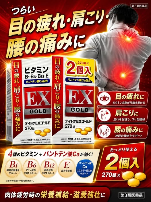R2 78A-26341 日本 好市多專賣 日本 全樂工業 EX GOLD 強效綜合B群 神經修復型維他命B群 270錠*2瓶入/組 