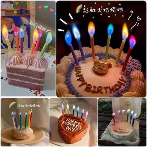 26-58727 彩虹火焰生日蠟燭(12支1組)