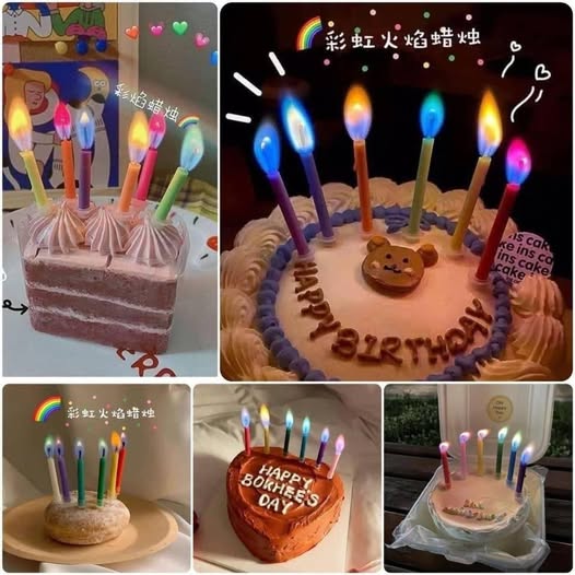 26-58727 彩虹火焰生日蠟燭(12支1組)