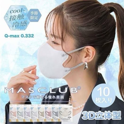 !20-68249 日本MASCLUB涼感3D小顏口罩(10片×8包/組) /80入《顏色隨機》