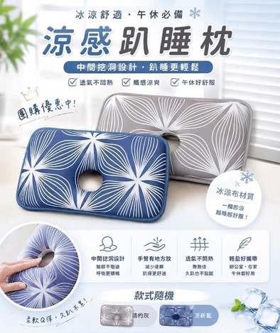 20-68279 涼感趴睡枕#顏色隨機