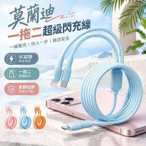 31-69014 莫蘭迪一拖二超級閃充線 (一組2條) - 9/10