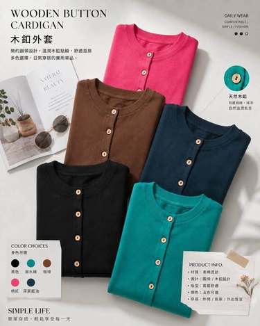 28-69071 厚螺紋棉木釦氣質款外套