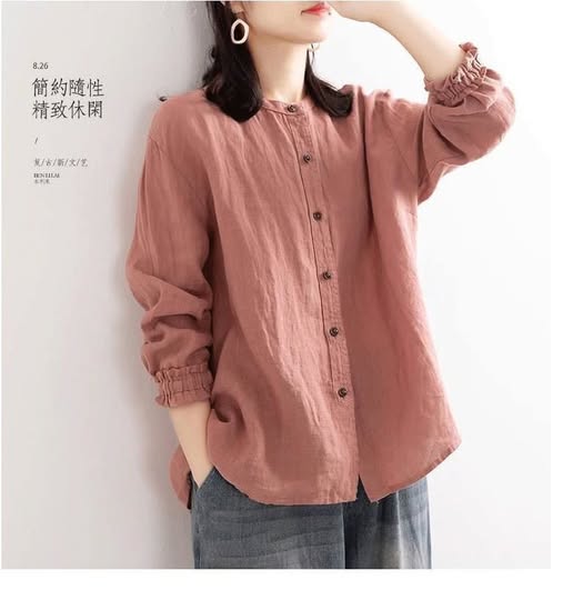 14-69121 女款復古春秋棉麻薄襯衫 - 9/14