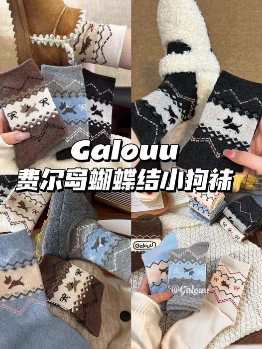 04-69330 費爾德蝴蝶結小狗中筒襪 10雙 - 9/21