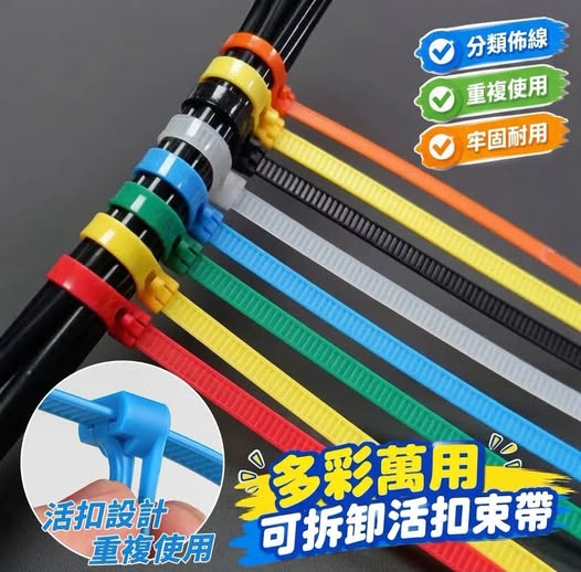 31-69381 多彩萬用可拆卸活扣束帶-100入 (一組2包) - 10/01