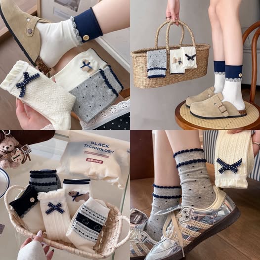 65-610024 費爾島浮雕刺繡中筒襪5雙/組 - 10/07