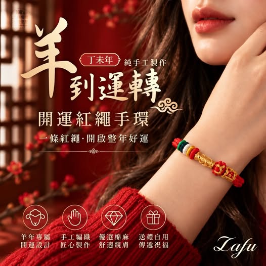 30-20-610248 LAFU菈馥® 羊到運轉 手工開運紅繩手環 (精美盒裝) - 10/21.10/27
