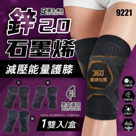 31-610468 鋅能量石墨烯高機能護膝 (一盒2入) - 11/06
