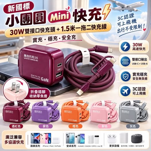 65-610497 小團圓Mini氮化鎵雙口快充套組 - 11/02