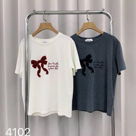 Q*0217 刺繡蝴蝶結T