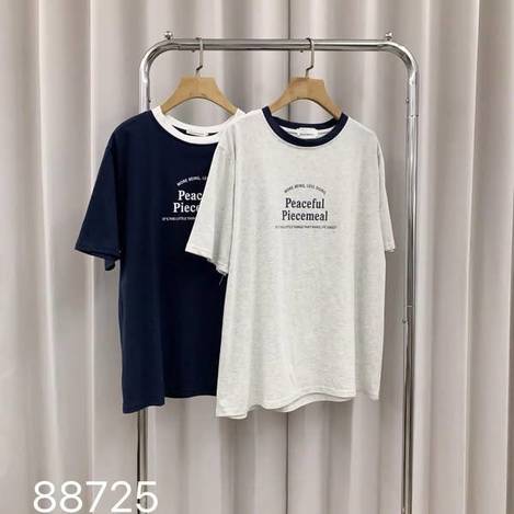 Q*307 滾邊peaceful英字T