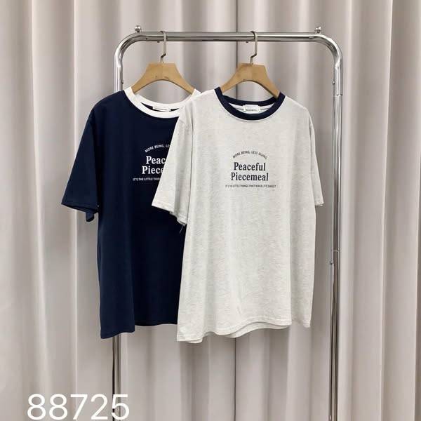 Q*307 滾邊peaceful英字T