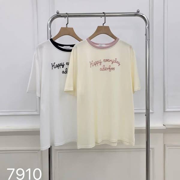 Q*307 Happy刺繡滾邊T