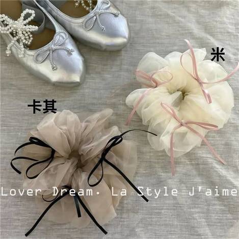 SI*531 絲帶蝴蝶結網紗大腸髮圈