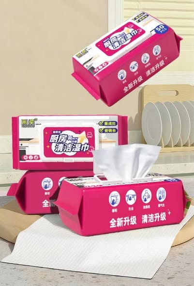 加厚版 廚房油污清潔濕紙巾 2包