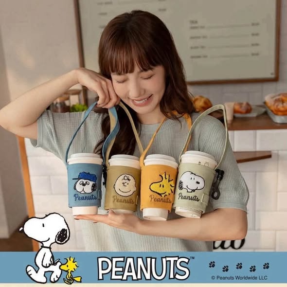 FF1*1018 SNOOPY 摺疊可掛飲料提袋